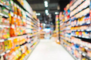 Alış veriş merkezinin arka plandaki süpermarketinin soyut bulanıklığı ve defocus süpermarketi