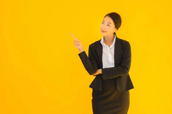 Mooi Portret Jong Bedrijf Aziatische Vrouw Gelukkig Glimlach Veel Actie — Stockfoto