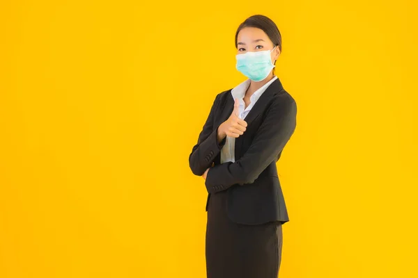 Retrato Hermosa Joven Negocio Asiático Mujer Usar Máscara Para Proteger — Foto de Stock