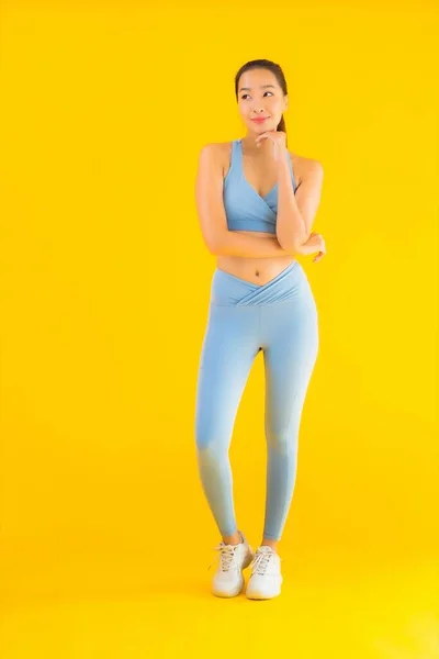 Retrato Hermosa Joven Asiática Deporte Mujer Con Ropa Deportiva Listo — Foto de Stock