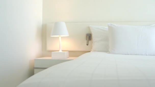 Footage Luxury Furnished Bedroom Hotel — Stock Video