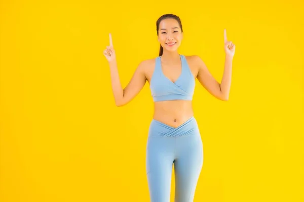 Retrato Bonito Jovem Asiático Esporte Mulher Com Sportwear Pronto Para — Fotografia de Stock