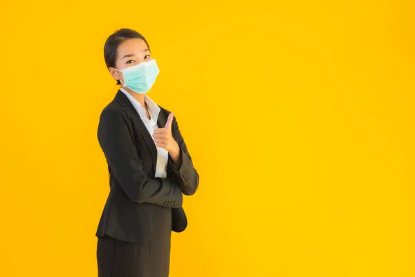 Retrato Hermosa Joven Negocio Asiático Mujer Usar Máscara Para Proteger — Foto de Stock