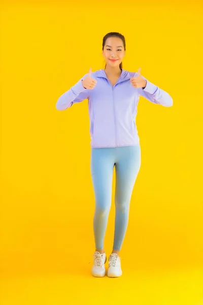 Retrato Hermosa Joven Asiática Deporte Mujer Con Ropa Deportiva Listo — Foto de Stock