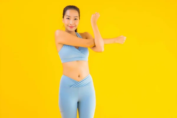 Retrato Bonito Jovem Asiático Esporte Mulher Com Sportwear Pronto Para — Fotografia de Stock