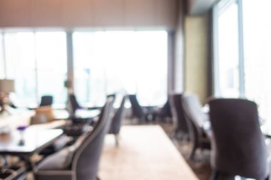 Özgeçmiş için otel içinde soyut bulanık restoran büfesi ve kafe