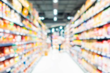 Alış veriş merkezinin arka plandaki süpermarketinin soyut bulanıklığı ve defocus süpermarketi