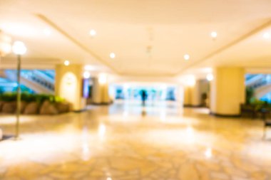 Arka plan için soyut bulanık otel ve lobi iç mimarisi