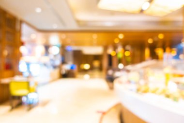 Özgeçmiş için otel içinde soyut bulanık restoran büfesi ve kafe