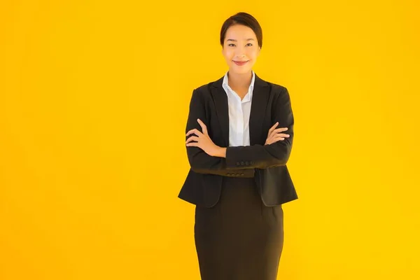 Hermosa Retrato Joven Negocio Asiático Mujer Feliz Sonrisa Muchos Acción — Foto de Stock