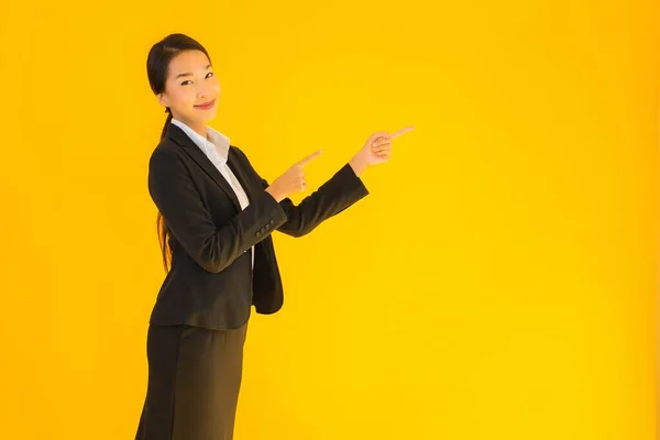 Mooi Portret Jong Bedrijf Aziatische Vrouw Gelukkig Glimlach Veel Actie — Stockfoto