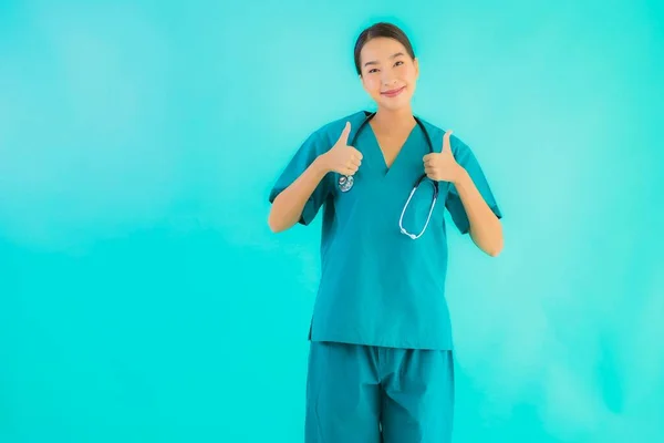 Ritratto Bella Giovane Medico Asiatico Donna Felice Sorriso Lavoro Ospedale — Foto Stock