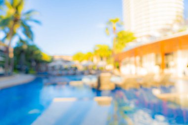 Seyahat ve tatil geçmişi için otel tatil beldesinde soyut bulanıklık ve açık yüzme havuzu