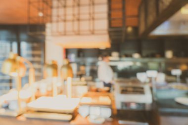 Kafe ve restoran arka planında soyut bulanıklık var.