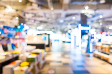 Soyut bulanık alışveriş merkezi ve mağazada arka plan için perakende