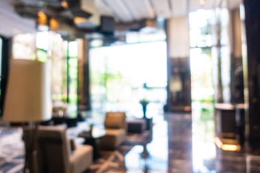 Özet olarak, arka plan için soyut bulanık ve odaksız otel ve lobi iç mekanı