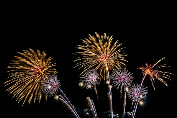 Schönes Buntes Feuerwerk Der Nacht Zum Jubiläum — Stockfoto