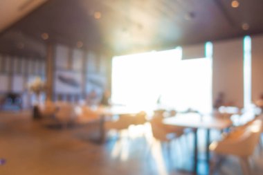 Arka plan için soyut bulanık restoran barı ve kafenin içi