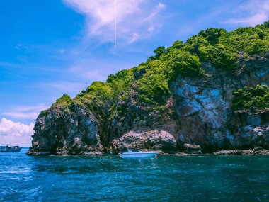 Koh talu Island rayong city, pastoral okyanus ve tatil zamanı, yaz concep mavi gökyüzünde güzel deniz manzarası