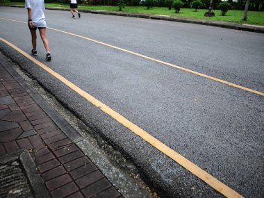 City central Park'ta Jogging, koşu concep Asya runner