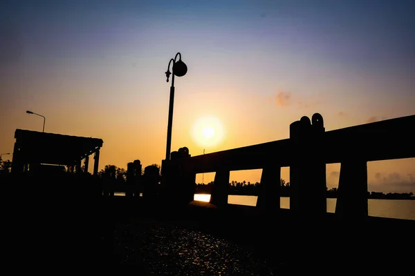 Hermoso Cielo Del Amanecer Puerto Del Barco Mañana — Foto de Stock