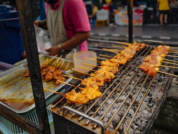 Makanan Jalanan Thailand Grilled Por — Stok Foto