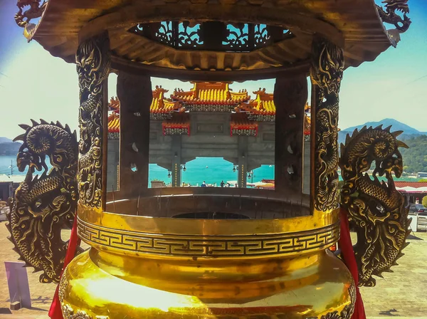 Close up golden joss stick in taiwan temple