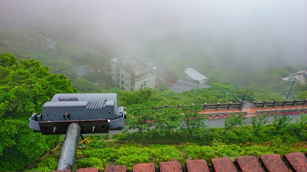 Ansicht Form Jinfun Alte Straße Mit Schönen Nebel Bei Regentag — Stockfoto