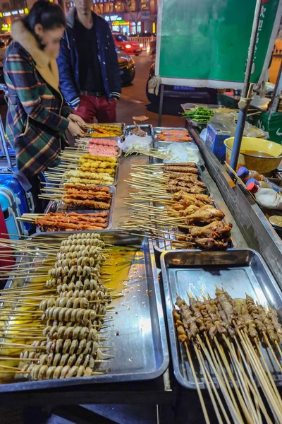 Delicious Street Food Shop Yiwu Pasar Malam Zhejiang China — Stok Foto
