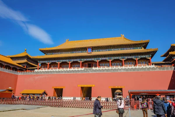 Peking Kina Februari 2017 Obekanta Kineser Eller Turister Kommer För — Stockfoto