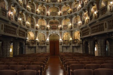 Mantova, İtalya, Temmuz 2018 - yaklaşık iç in Teatro di Bibiena Mantua, İtalya