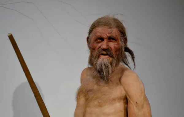 Bolzano, İtalya, Temmuz 2018 - retrospektif Ötzi Anne, İtalya'da bulunan bir 5300 yıl önce yaşayan bir adam çıktım.
