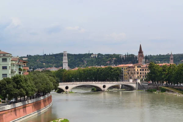 Uitzicht Stad Van Verona Italië Rivier Adigio — Stockfoto