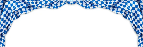 巴法力亚旗子宽全景慕尼黑啤酒节背景以白色蓝色巴伐利亚被隔绝的白色背景 — 图库照片