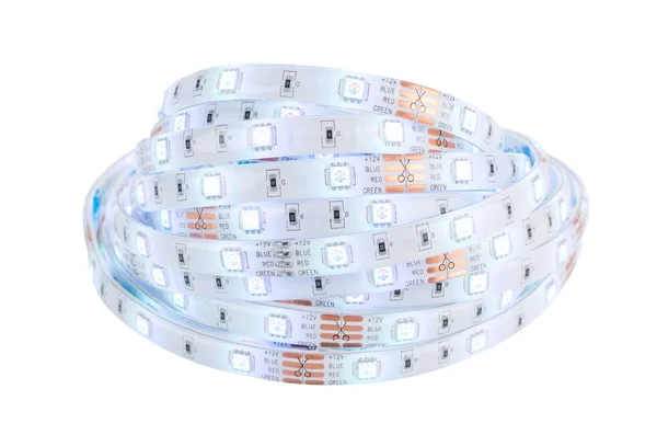 RGB LED strip light electronics isolated  in front of white back — Stock Photo, Image