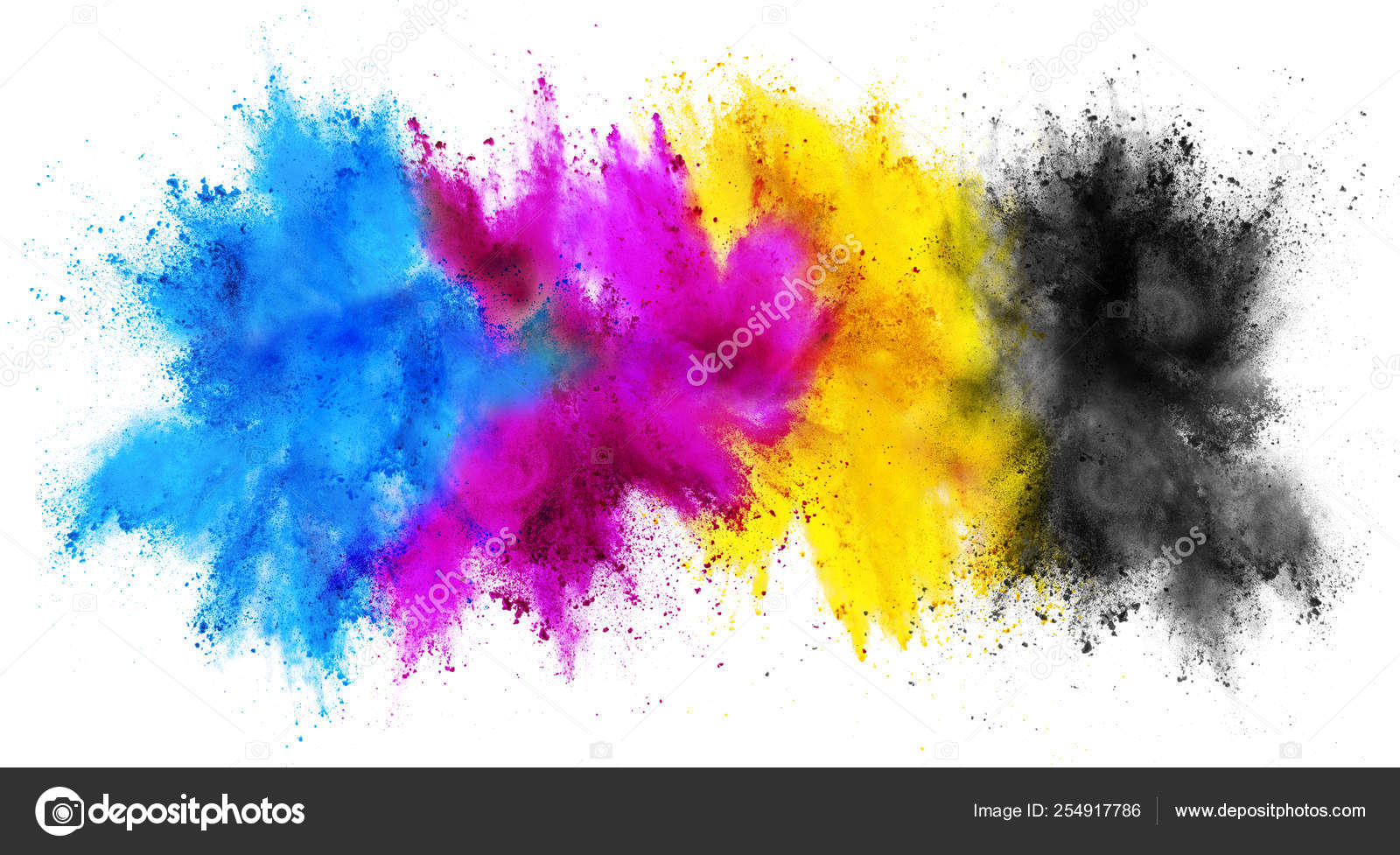 Colorful CMYK cyan magenta yellow key holi paint color powder ex Stock Illustration by
