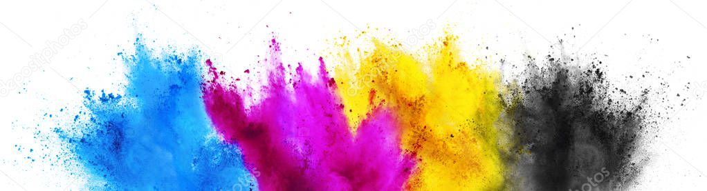 colorful CMYK cyan magenta yellow key holi paint color powder ex