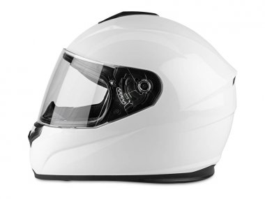 White motorcycle carbon integral crash helmet isolated white bac clipart