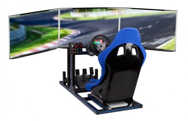 Video oyun yarışı için DIY SimRacing alüminyum simülatörü Rig. Mavi