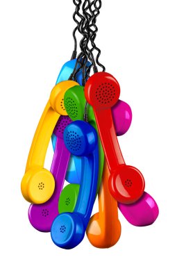 renkli gökkuşağı demet renkli eski moda retro telefon reci