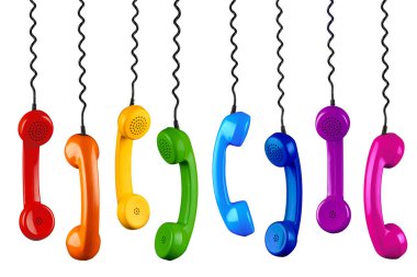 renkli gökkuşağı sıra renkli eski moda retro telefon reciev