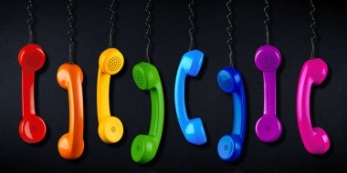 renkli gökkuşağı sıra renkli eski moda retro telefon reciev