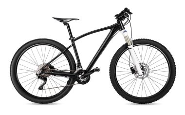 Siyah 650b dağ bisikleti ve kalın off-road lastikleri. mtb cr bisikleti