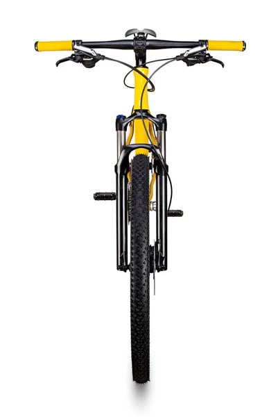 Amarelo preto 29er mountain bike com pneus offroad grossos. bicicleta — Fotografia de Stock