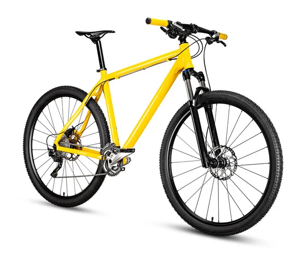 Gele zwarte 29er mountainbike met dikke terreinbanden. fiets — Stockfoto