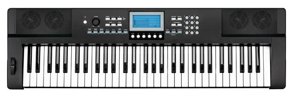 Moderno Teclado Piano Negro Sintetizador Electrónico Banda Música Estudio Instrumento — Foto de Stock