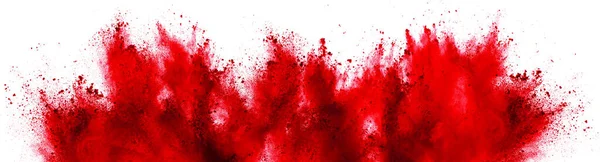 Έντονο Κόκκινο Χρώμα Holi Χρώμα Σκόνη Φεστιβάλ Έκρηξη Απομονώνονται Λευκό — Φωτογραφία Αρχείου