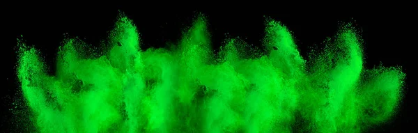 Brigh Verde Holi Vernice Colore Polvere Esplosione Isolato Sfondo Nero — Foto Stock