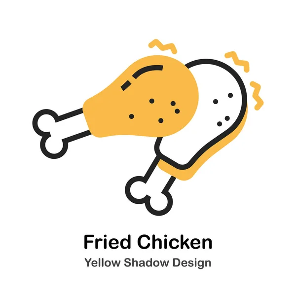 Ilustración de color Lineal de pollo frito — Vector de stock