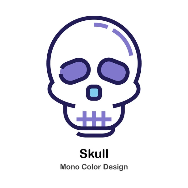 Schedel mono kleur pictogram — Stockvector